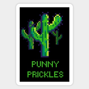Punny Prickles: Playful and Funny Pixel Cactus Magnet